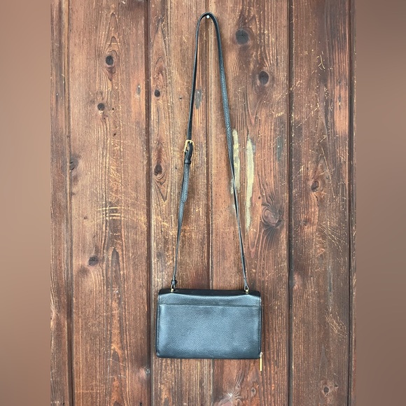 RARE Tory Burch black leather clutch/shoulder bag with gold tone logos and studs - Picture 8 of 11